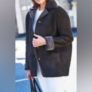 Marvin Richard's Pristine New  Black Leather Suede Jacket with Faux Fur Lining